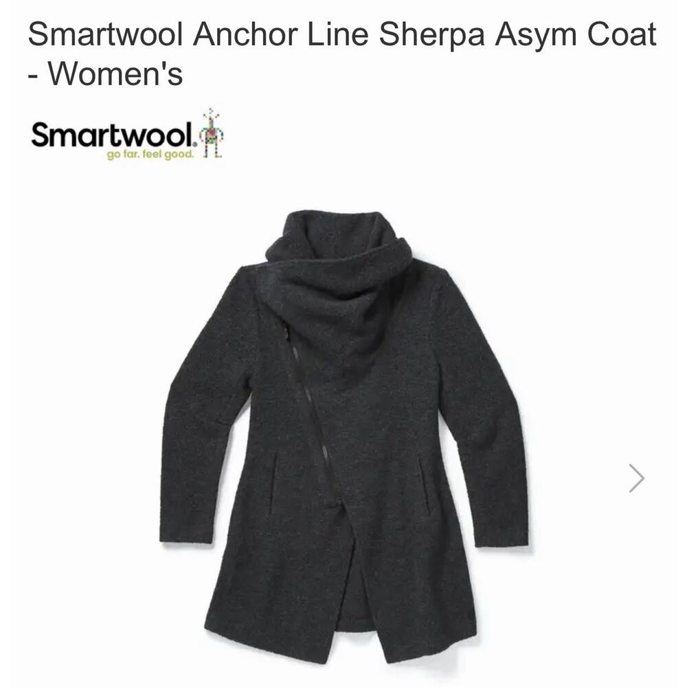 Smartwool Coat Women’s Size Small Gray Wool Blend Anchor Line Asym Funnel Cowl